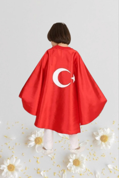 Nacar Unısex Çocuk 23 Nisan 19 Mayıs Pelerini Atatürk Bayrak Baskılı Gösteri ...