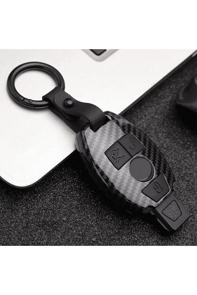 Skilit For Mercedes-Benz Black Carbon Key Case 3 Keys (OLD TYPE) 2004 2018