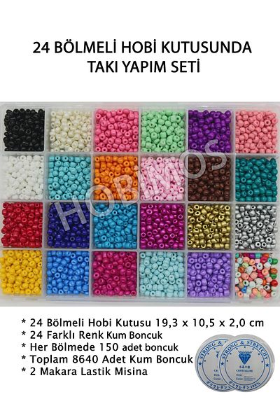 Hobimos 8640 Pieces of Sand Beads Jewelry Making Set in 24 Compartments Hobby Box