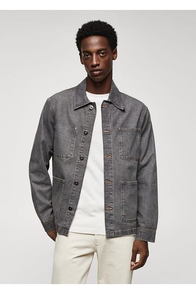 MANGO Man Texan lumberjack shirt with pockets, cotton