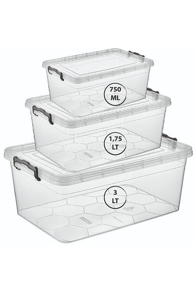 Realwest Eco Storage Container Set 3 Pieces 750 ML 1.75 3 LT