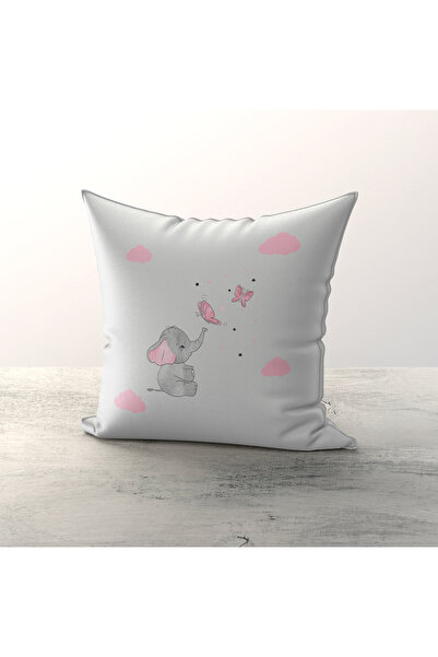 Talia Home Set de 3 huse de pernă pentru cameră pentru copii cu model de elefant și fluturi TLAKR-220