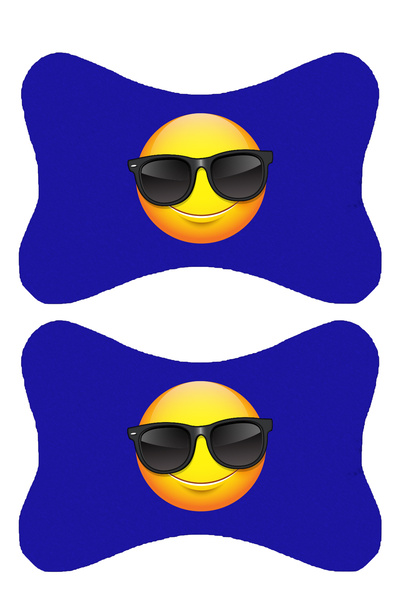 1araba1ev Set de 2 perne ortopedice albastre pentru gât auto, imprimate emoji...