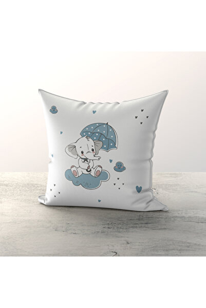 Talia Home Husă de pernă de 3 bucăți cu model de elefant cu umbrelă pentru cameră pentru copii și bebeluși TLAKR-269