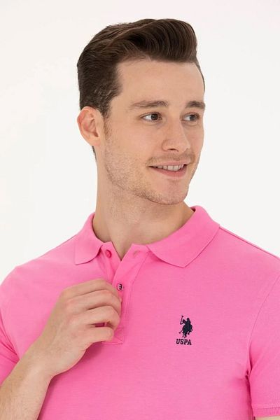 U.S. Polo Assn. Men's Pink Polo Collar T-Shirt - Basic Model, Poin Fashion
