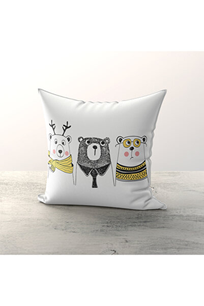 Talia Home Husă de pernă de 3 bucăți pentru cameră pentru copii cu model de urși drăguți și drumuri TLAKR-254