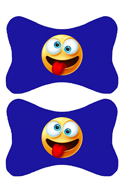 1araba1ev Set de 2 perne ortopedice albastre pentru gât auto imprimate Emoji ...