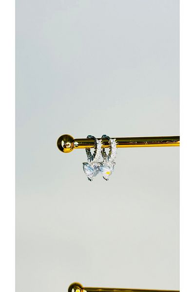 Ebru Atelier Anti-Tarnish Heart Earrings with Rows of Stones