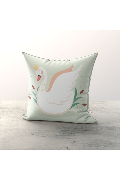 Talia Home Husă de pernă pentru copii cu model de lebădă verde, pachet de 3 T...