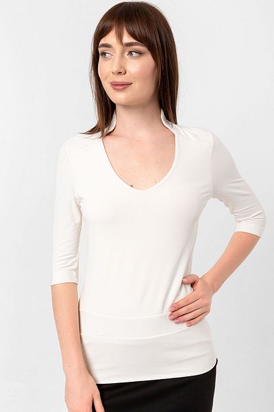 Laranor Μπλούζα Ecru U Neck Slim Fit