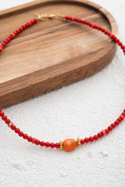 ByFlorya Jewelry Mercan Doğal Taş Kolye 40cm