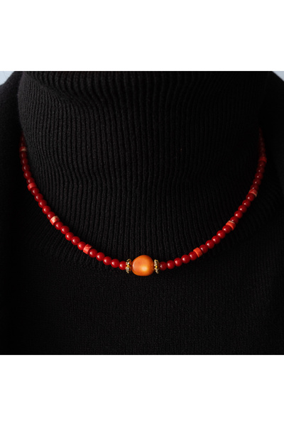 ByFlorya Jewelry Mercan Doğal Taş Kolye 40cm