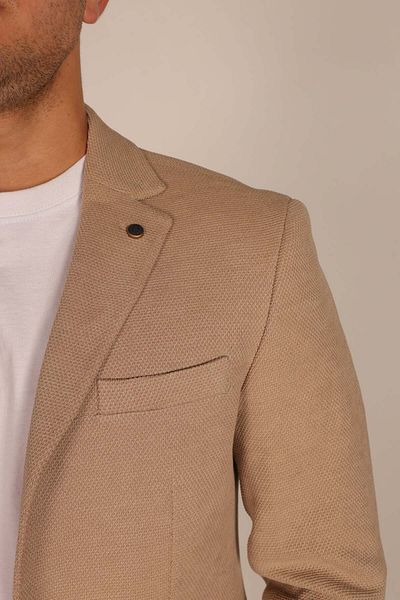 Luisero Ανδρικό αθλητικό σακάκι σακάκι με υφή Vad Beige Honeycomb