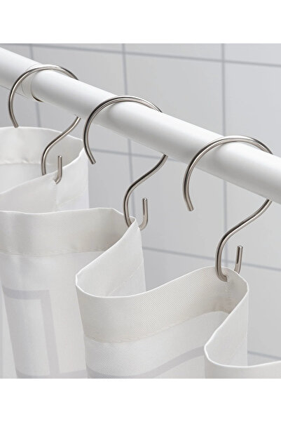 IKEA 12'li Set Duş Perdesi Kancası İkea 12 Adet Duş Perdesi Asma Aparatı Metal Kanca