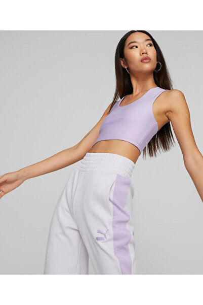 Puma 538297-25 T7 Crop Top Kadın Lila Spor Sütyeni