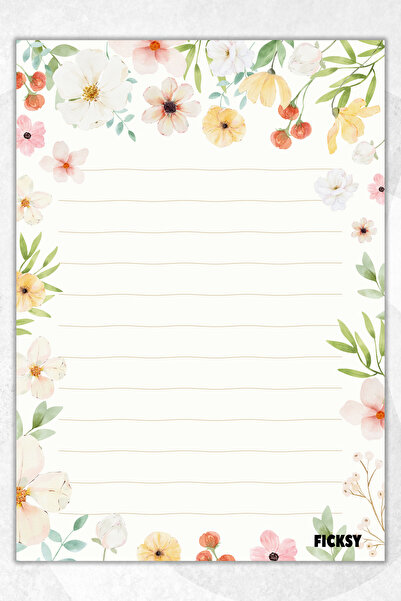 Ficksy A5 Çiçek Bloknot Çizgili Defter - 50 Yaprak - Memopad - Notepad - Not ...