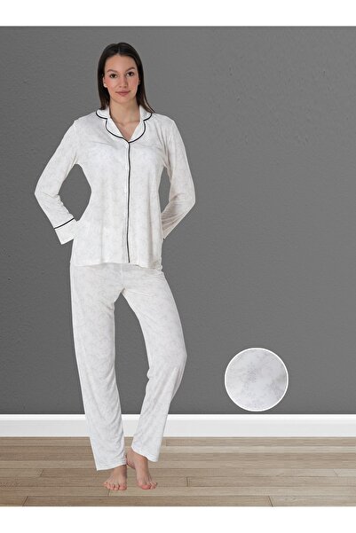 by İGP طقم بيجامة نسائي من Effortt مصنوع من القطن بأكمام طويلة وأزرار أمامية