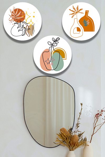 Nod Μοντέλο Ξύλινης Ζωγραφικής Boho Art, Κομψό διακοσμητικό στολίδι 3 τεμαχίων, Διακόσμηση γραφείου σαλονιού υπνοδωματίου