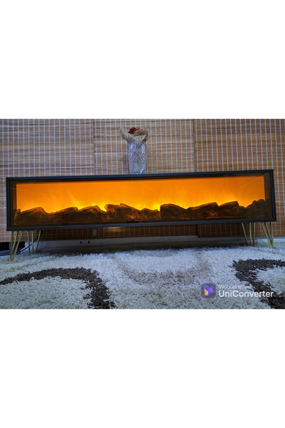 Butik Tv Sehpası Full Şömineli 170cmBluetootlu Ses Sistemi 3 Farklı Yanma Kum...