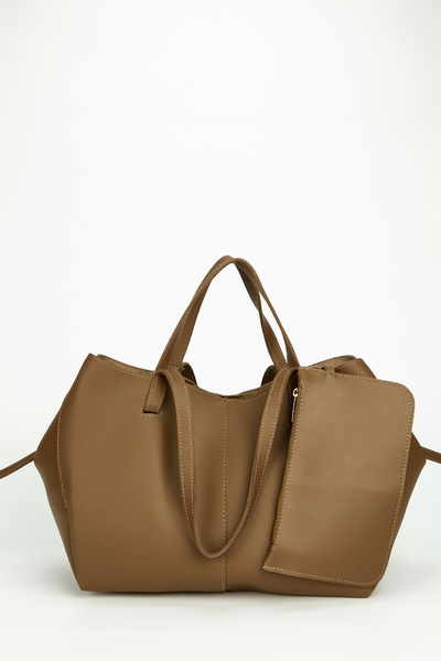 minebag Ειδικής σχεδίασης Πρόσθετο πορτοφόλι Λεπτομερής γυναικεία τσάντα ώμου καφέ με γάλα