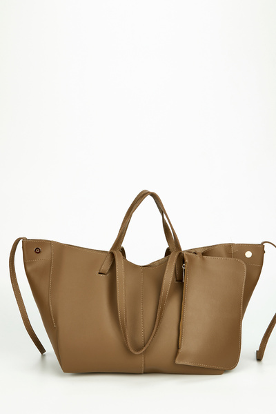 minebag Ειδικής σχεδίασης Πρόσθετο πορτοφόλι Λεπτομερής γυναικεία τσάντα ώμου καφέ με γάλα