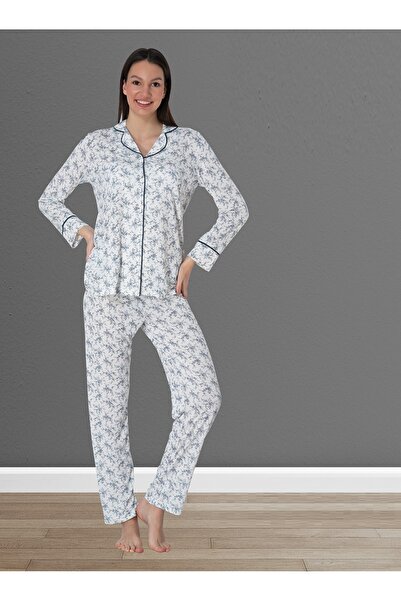 by İGP Effortt ženska tamnoplava Pamuk delna Sa deznom pidžama sa dugim rukav...