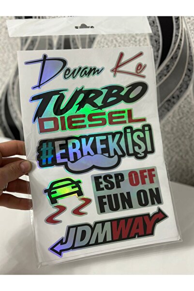 Etiket Oto Aksesuar ARABA ARKA CAM YAZILARI HOLOGRAMLI YENİ MODEL