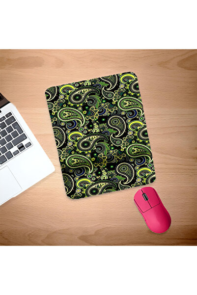 UcuruStore Ορθογώνια βάση ποντικιού Green Shapes με στήριγμα καρπού