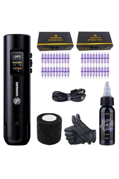 Dragonhawk Mast X7 Kablosuz Dövme Makinesi Seti | 3.5 mm Stroke | Akıllı Ekran