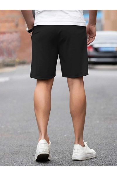 Mythologie Charming Combed Cotton Short Shorts - Black Printed High Waist Knitted Pocket Women