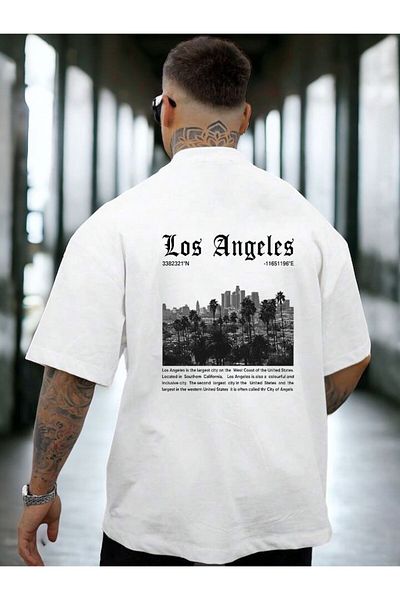 BENROMA 1 προϊόν είναι δώρο για αγορές 6 και άνω Los Angeles Printed Oversize Unisex T-shirt