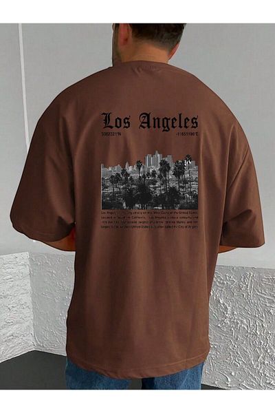 BENROMA За покупки на 6 или повече, 1 продукт е безплатен - тениска с щампа Los Angeles Oversize Unisex
