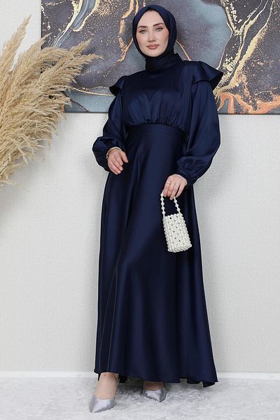 GİZ AGİYİM Φόρεμα με λεπτομέρεια ώμου Navy Blue