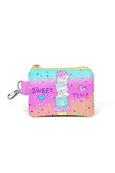 Coral High 21930 Model Colorful Cat Patterned Ice Cream Coin Purse - Kids