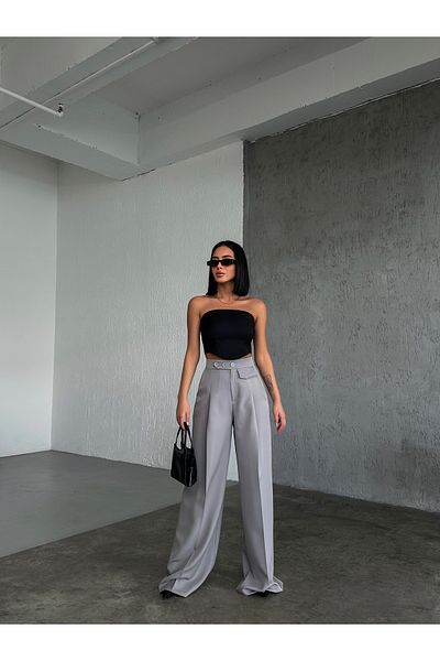 OUZ Fashion Palazzo Women's Trousers - Button Detailed