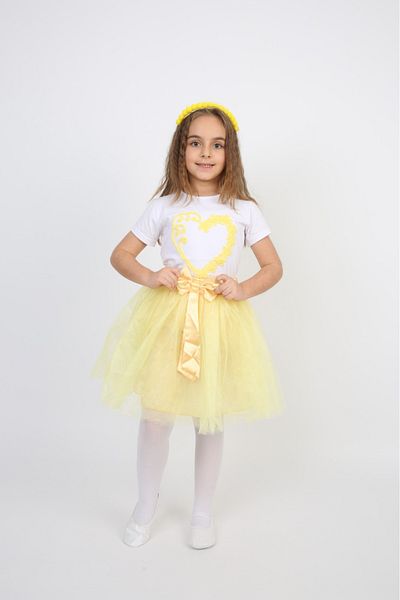 Dıgıl Kids Girl's Suit Patterned Badi Classic Tutu Skirt April 23 Show Outfit Costume Yellow Turquoise Saks