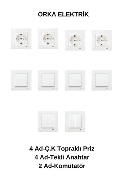 VİKO Viko Karre White 4 pieces Child Proof T.prise 4 pieces Switch 4 pieces Commutator Frame Included