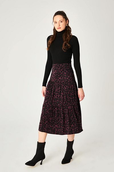 Hanna's by Hanna Darsa Women's Leopard Patterned Midi Skirt