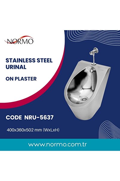 NORMO Paslanmaz Çelik Klozet P Çıkışlı- R: Rezervuar Taharet Çubuklu 370x610x740mm(NRC-6035-PBRL)