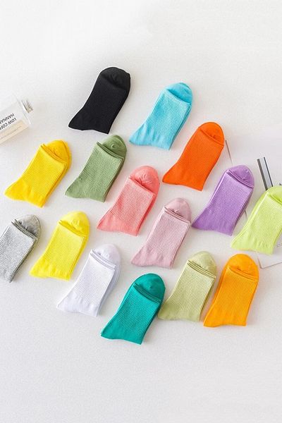 Meguca Socks Комплект дамски меки цветни памучни изключително удобни и меки колежански чорапи 8 чифта