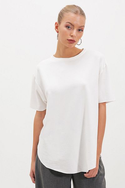 HAKKE Two Yarn Loose Skirt Oval T-SHIRT