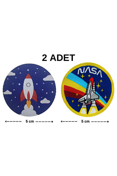 Megas Etiket Ütü ile Yapışan NASA & Roket Dokuma Arma/Yama