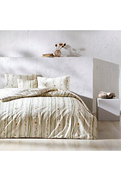 Taç مجموعة غطاء لحاف فردي من Levi Ranforce باللون الكريمي