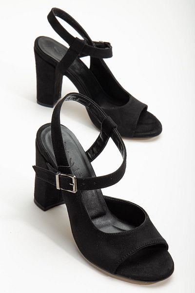 Hayalimdeki Ayakkabı Pantofi de damă din piele intoarsa neagra cu toc Lovisa