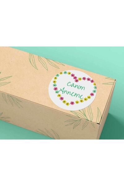 bisaccia Anneler Günü Etiketi Çiçekli Kalp Canım Anneme My Mom Sticker 4 Cm (...