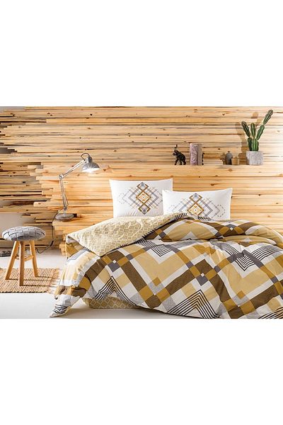 Taç Optima Cotton Single Youth Fashion Sheet Elastic Bedding Set Yellow