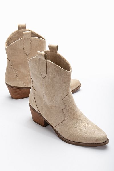 DENORA Mink Stone Cream Tan Beige Matte Suede Western Cowboy Boots