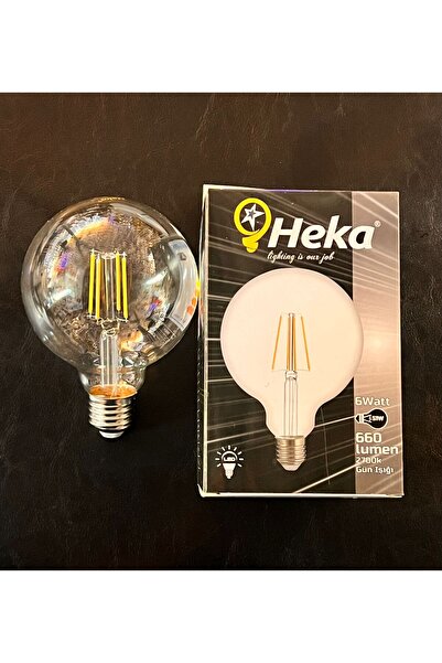 Heka 6 WATT ŞEFFAF CAMLI  2700 KELVİN GÜNIŞIĞI 660 LÜMEN G95 LED RUSTİK AMPUL