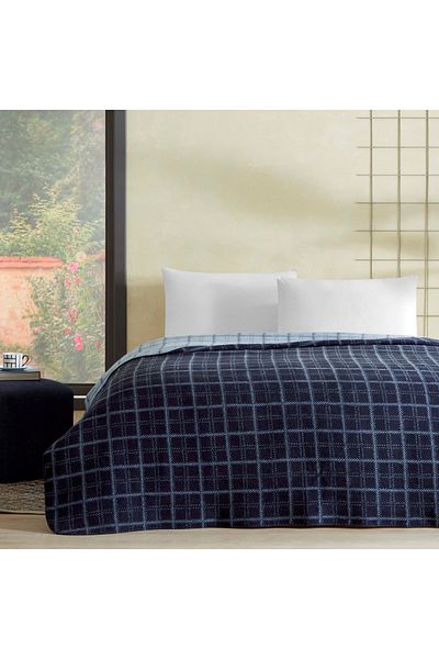 Taç Edwin Cotton Single Blanket Navy Blue