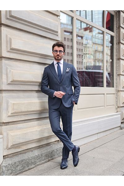 AEK FIORE Men's Navy Blue Suit